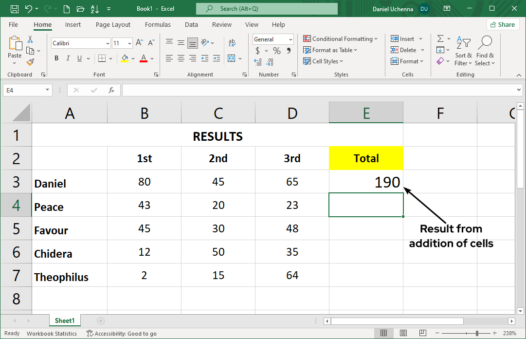 addition-in-excel