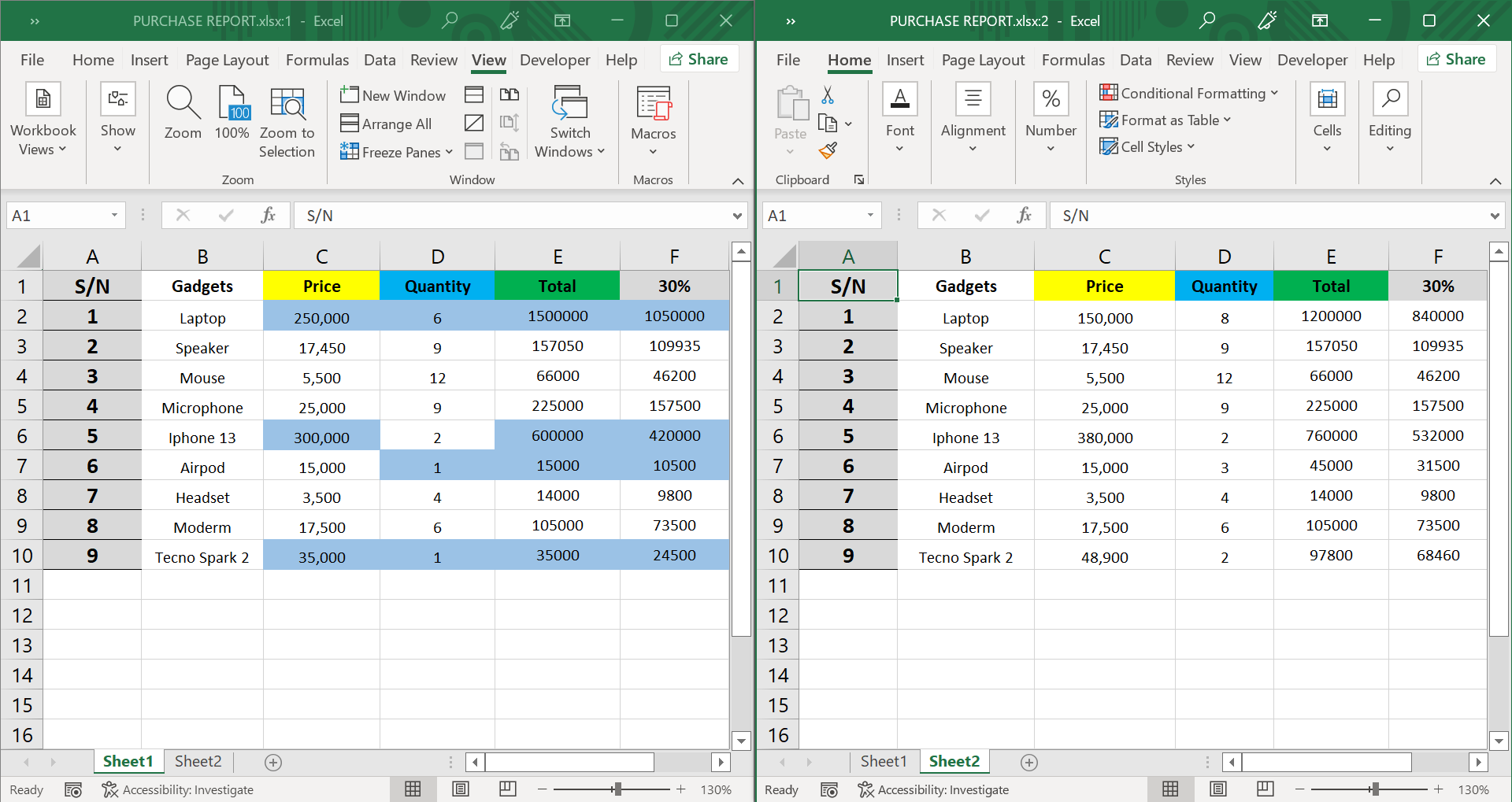 comparing-worksheets