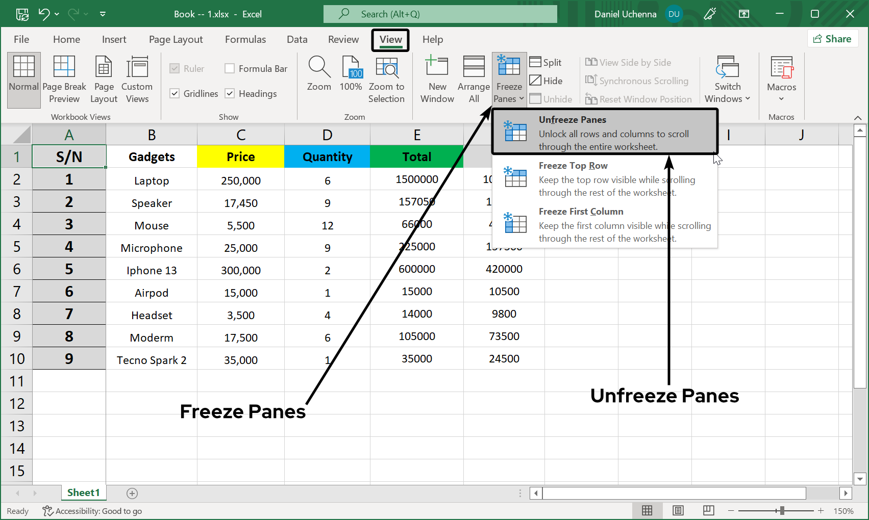 unfreezing-panes