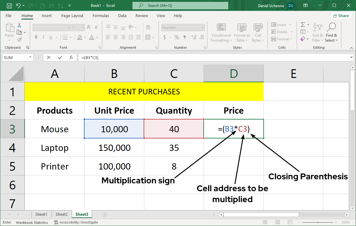 multiplication-in-excel