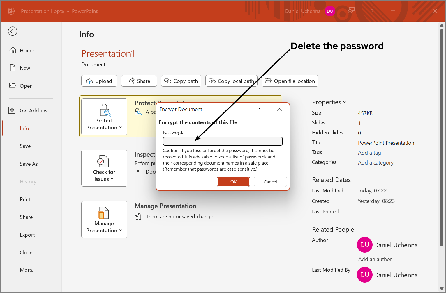 remove-password-from-presentation-document