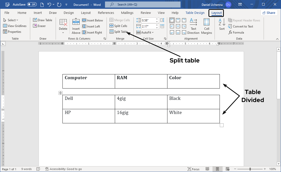 split-table