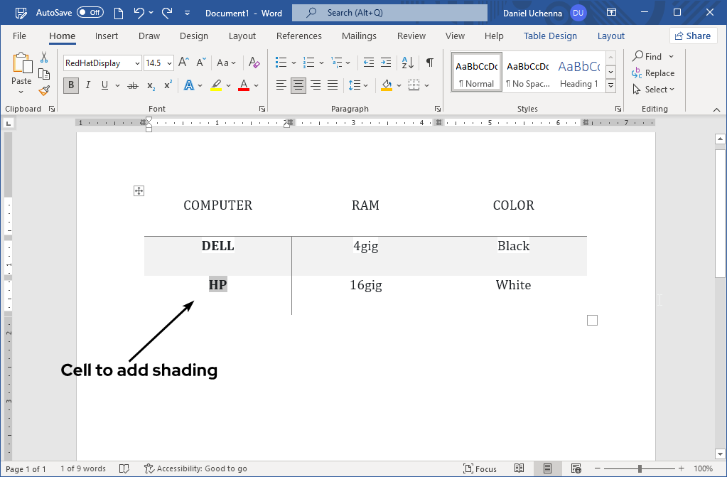 table-shading
